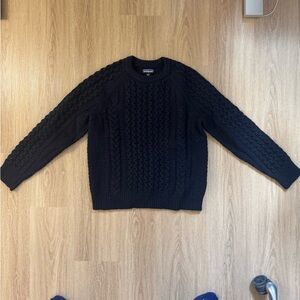Patagonia Recycled Wool-Blend Cable-Knit Crewneck Sweater - navy